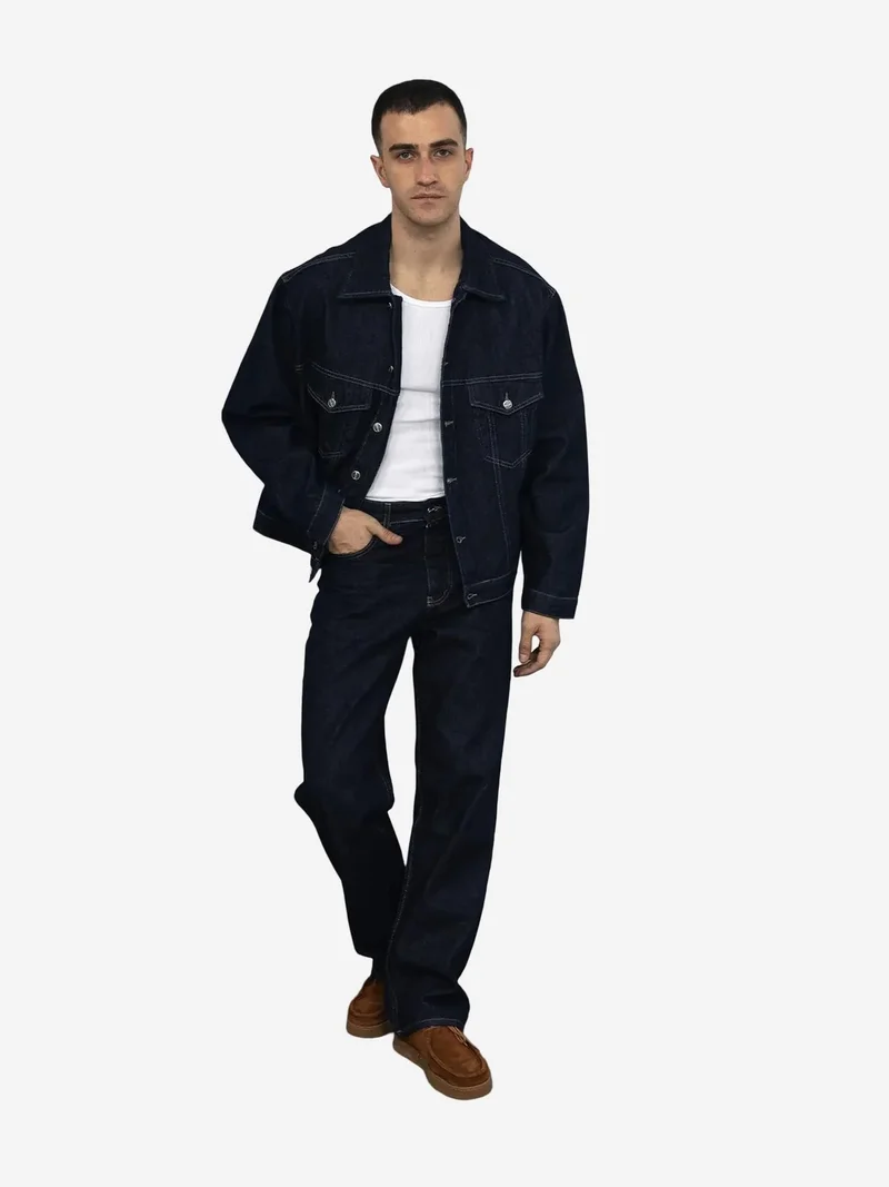 Giesto Navy Blue GIESTO Denim Jacket with Pockets for Men | Best Price UAE
